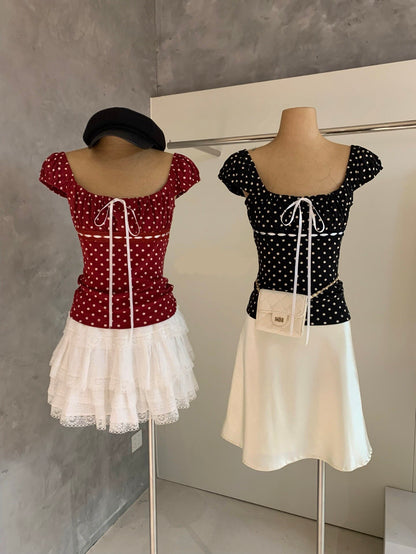 Nymera Tri-Color Polka Tie Top