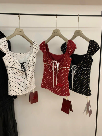 Nymera Tri-Color Polka Tie Top