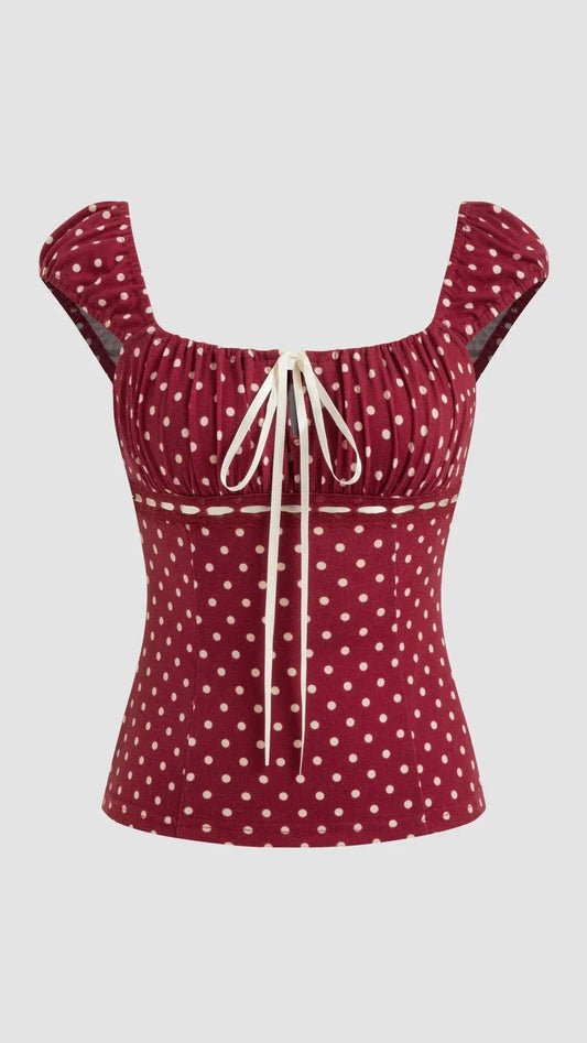 Nymera Tri-Color Polka Tie Top