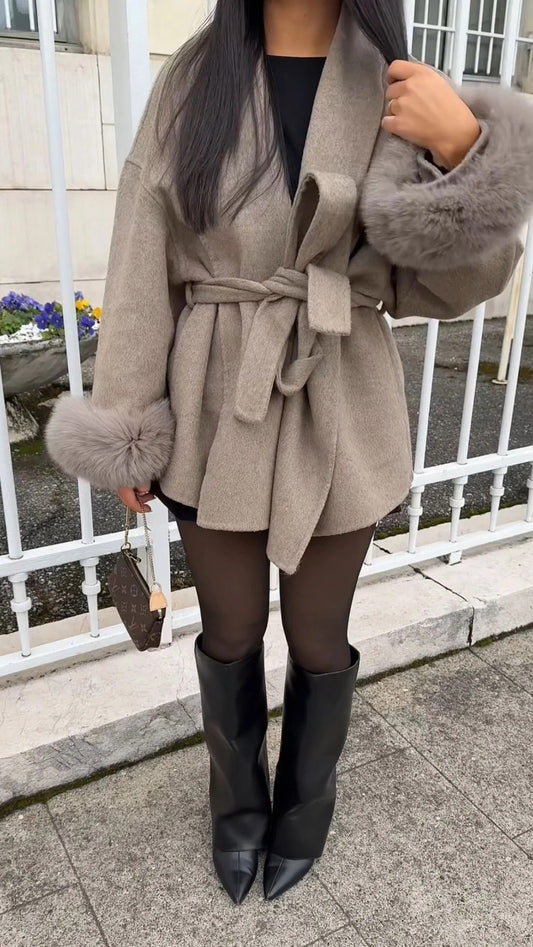 JENNY WITH FUR- WARM TAUPE