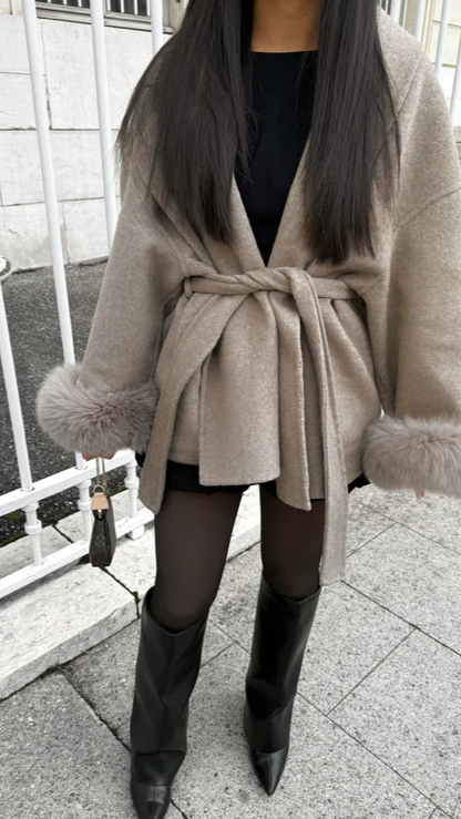 JENNY WITH FUR- WARM TAUPE